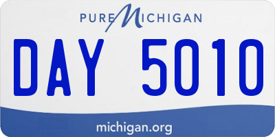 MI license plate DAY5010