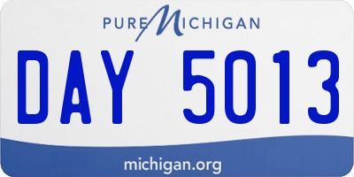 MI license plate DAY5013