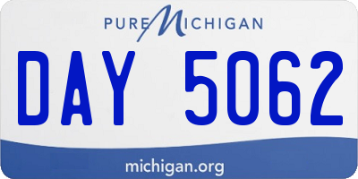 MI license plate DAY5062