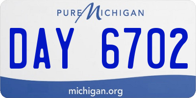 MI license plate DAY6702
