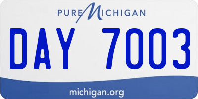 MI license plate DAY7003