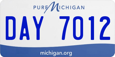MI license plate DAY7012