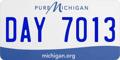 MI license plate DAY7013