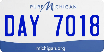 MI license plate DAY7018