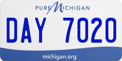 MI license plate DAY7020