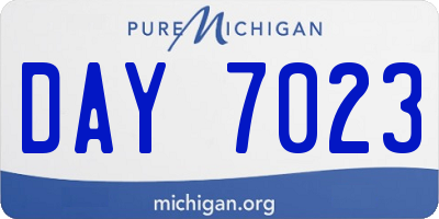 MI license plate DAY7023