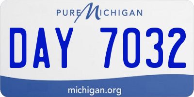 MI license plate DAY7032