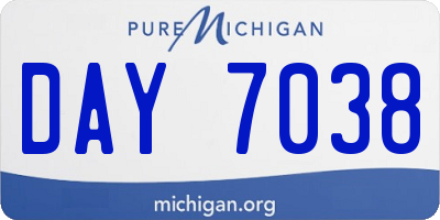 MI license plate DAY7038