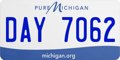 MI license plate DAY7062