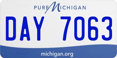 MI license plate DAY7063