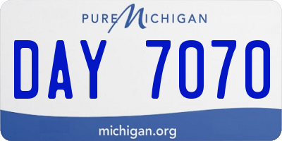 MI license plate DAY7070