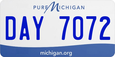 MI license plate DAY7072