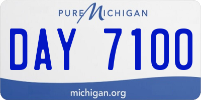 MI license plate DAY7100