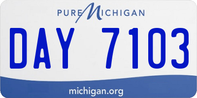 MI license plate DAY7103