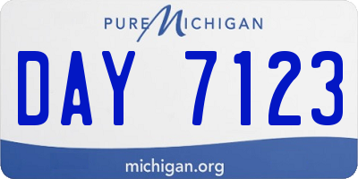 MI license plate DAY7123