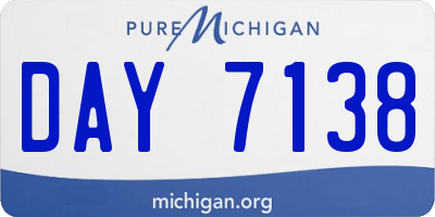 MI license plate DAY7138
