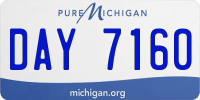 MI license plate DAY7160