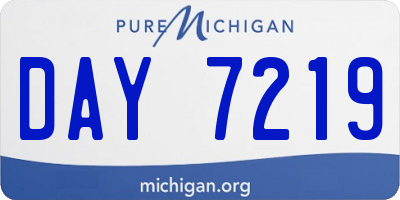 MI license plate DAY7219