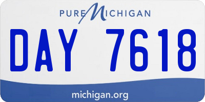 MI license plate DAY7618