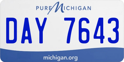 MI license plate DAY7643