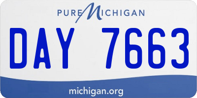 MI license plate DAY7663