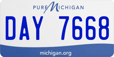 MI license plate DAY7668