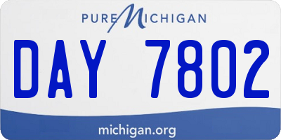 MI license plate DAY7802
