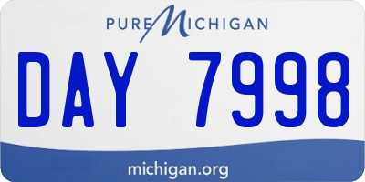 MI license plate DAY7998