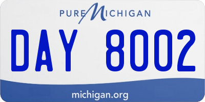 MI license plate DAY8002