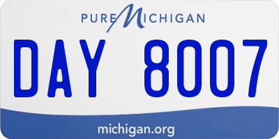 MI license plate DAY8007