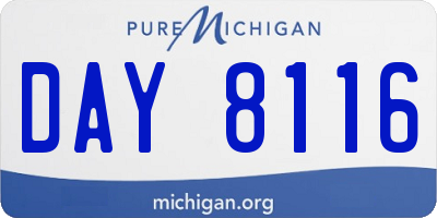 MI license plate DAY8116