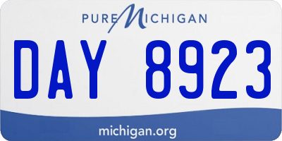 MI license plate DAY8923