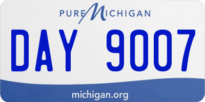 MI license plate DAY9007