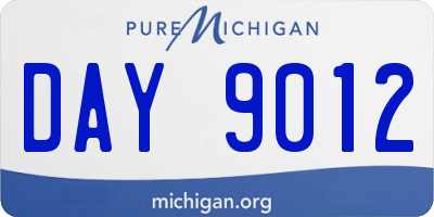 MI license plate DAY9012