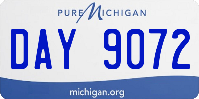 MI license plate DAY9072