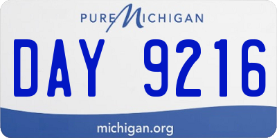 MI license plate DAY9216