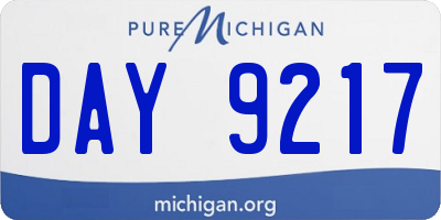 MI license plate DAY9217