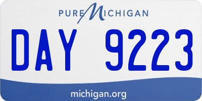 MI license plate DAY9223