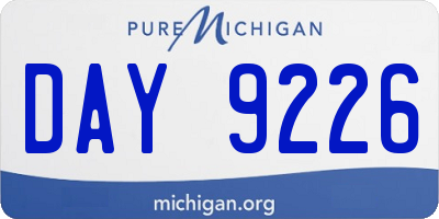 MI license plate DAY9226