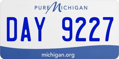 MI license plate DAY9227