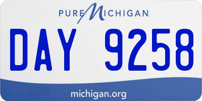 MI license plate DAY9258