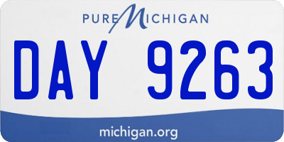 MI license plate DAY9263