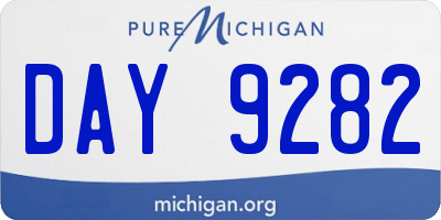 MI license plate DAY9282