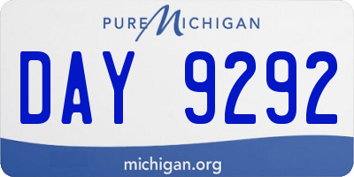 MI license plate DAY9292