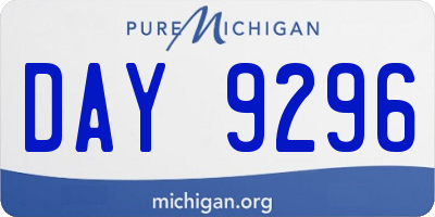 MI license plate DAY9296