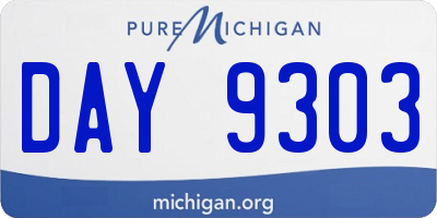 MI license plate DAY9303