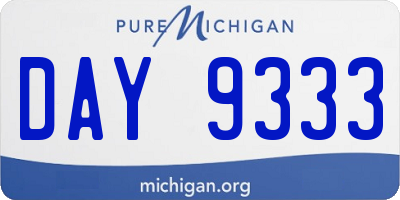 MI license plate DAY9333