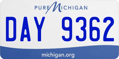 MI license plate DAY9362