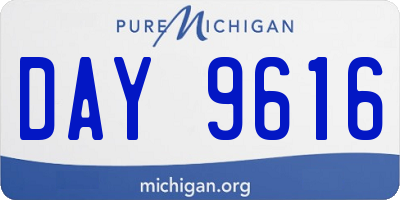 MI license plate DAY9616