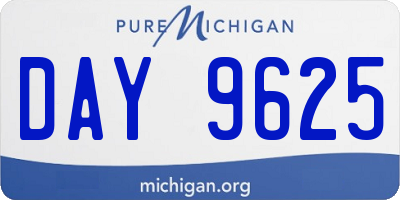 MI license plate DAY9625